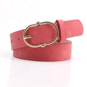 Women's Coral Faux Swede Leather Belt with Gold Buckle